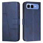 For Infinix Smart 10 Plus 4G Stitching Calf Texture Buckle Leather Phone Case(Blue)