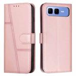 For Infinix Smart 10 Plus 4G Stitching Calf Texture Buckle Leather Phone Case(Rose Gold)