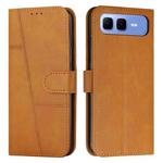 For Infinix Smart 10 Plus 4G Stitching Calf Texture Buckle Leather Phone Case(Yellow)