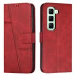 For Infinix Hot 60 Pro 4G Stitching Calf Texture Buckle Leather Phone Case(Red)