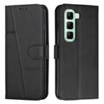 For Infinix Hot 60 Pro+ 4G Stitching Calf Texture Buckle Leather Phone Case(Black)