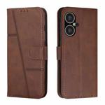 For Tecno Pova Neo 3 Stitching Calf Texture Buckle Leather Phone Case(Brown)