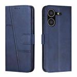 For Tecno Pova 5 4G Stitching Calf Texture Buckle Leather Phone Case(Blue)