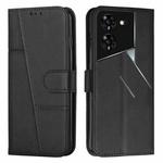 For Tecno Pova 5 Pro Stitching Calf Texture Buckle Leather Phone Case(Black)