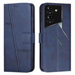 For Tecno Pova 5 Pro Stitching Calf Texture Buckle Leather Phone Case(Blue)