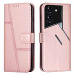 For Tecno Pova 5 Pro Stitching Calf Texture Buckle Leather Phone Case(Rose Gold)