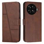 For Tecno Spark 20 Pro+ Stitching Calf Texture Buckle Leather Phone Case(Brown)