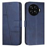 For Tecno Spark 20 Pro+ Stitching Calf Texture Buckle Leather Phone Case(Blue)