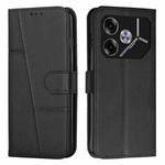 For Tecno Pova 6 Stitching Calf Texture Buckle Leather Phone Case(Black)