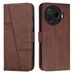 For Tecno Camon 30 Pro 5G Stitching Calf Texture Buckle Leather Phone Case(Brown)