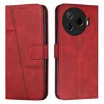 For Tecno Camon 30 Pro 5G Stitching Calf Texture Buckle Leather Phone Case(Red)