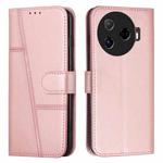 For Tecno Camon 30 Pro 5G Stitching Calf Texture Buckle Leather Phone Case(Rose Gold)