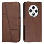 For Tecno Spark 30 4G Stitching Calf Texture Buckle Leather Phone Case(Brown)