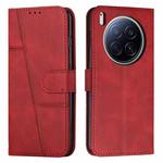 For Tecno Camon 40 Premier Stitching Calf Texture Buckle Leather Phone Case(Red)
