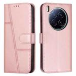 For Tecno Camon 40 Premier Stitching Calf Texture Buckle Leather Phone Case(Rose Gold)