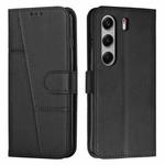 For Tecno Camon 40 Pro 5G Stitching Calf Texture Buckle Leather Phone Case(Black)