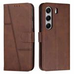 For Tecno Camon 40 Pro 5G Stitching Calf Texture Buckle Leather Phone Case(Brown)