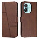 For Tecno Spark 30C 5G / Pop 9 5G Stitching Calf Texture Buckle Leather Phone Case(Brown)
