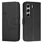 For Tecno Camon 40 Pro 4G Stitching Calf Texture Buckle Leather Phone Case(Black)
