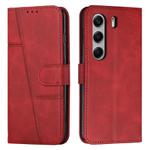 For Tecno Camon 40 Pro 4G Stitching Calf Texture Buckle Leather Phone Case(Red)