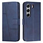 For Tecno Camon 40 Pro 4G Stitching Calf Texture Buckle Leather Phone Case(Blue)