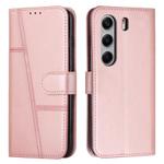 For Tecno Camon 40 Pro 4G Stitching Calf Texture Buckle Leather Phone Case(Rose Gold)