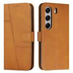 For Tecno Camon 40 Pro 4G Stitching Calf Texture Buckle Leather Phone Case(Yellow)