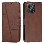 For Tecno Spark 40C Stitching Calf Texture Buckle Leather Phone Case(Brown)