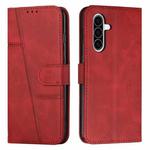 For Samsung Galaxy A36 5G Stitching Calf Texture Buckle Leather Phone Case(Red)