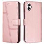 For Samsung Galaxy A07 4G Stitching Calf Texture Buckle Leather Phone Case(Rose Gold)