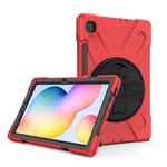 For Samsung Galaxy Tab S6 Lite P610 Shockproof Colorful Silicone + PC Protective Case with Holder & Shoulder Strap & Hand Strap & Pen Slot(Red)