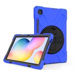 For Samsung Galaxy Tab S6 Lite P610 Shockproof Colorful Silicone + PC Protective Case with Holder & Shoulder Strap & Hand Strap & Pen Slot(Blue)