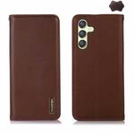 For Samsung Galaxy A25 5G Global KHAZNEH Nappa Top Layer Cowhide Leather Phone Case(Brown)