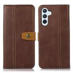 For Samsung Galaxy A05s 4G Stitching Thread Calf Texture Leather Phone Case(Coffee)