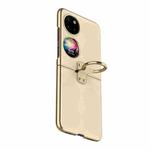 For Huawei P50 Pocket Electroplated Embossed Leather Phone Case with Ring(Gold)