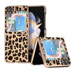 For Samsung Galaxy Z Flip5 Nano Plating Leopard Print Phone Case(Brown)