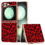 For Samsung Galaxy Z Flip6 Nano Plating Leopard Print Phone Case(Red)