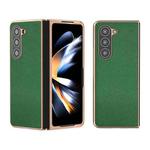 For Samsung Galaxy Z Fold5 Genuine Leather Mino Series Nano Plating Phone Case(Green)