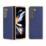 For Samsung Galaxy Z Fold5 Genuine Leather Mino Series Nano Plating Phone Case(Royal Blue)