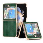 For Samsung Galaxy Z Flip5 Genuine Leather Luxury Series Nano Plating Phone Case(Dark Green)