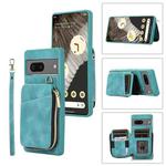 For Google Pixel 7a Zipper Card Bag Back Cover Phone Case(Turquoise)
