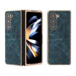 For Samsung Galaxy Z Fold5 Nano Plating Dream Litchi Texture PU Phone Case(Blue)