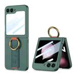 For Samsung Galaxy Z Flip5 GKK Integrated Ultrathin Shockproof Phone Case with Ring Wrist Strap(Green)