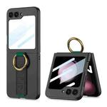 For Samsung Galaxy Z Flip5 GKK Integrated Ultrathin Shockproof Phone Case with Ring Wrist Strap(Black)
