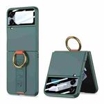 For Samsung Galaxy Z Flip4 5G GKK Integrated Ultrathin Shockproof Phone Case with Ring Wrist Strap(Green)