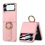 For Samsung Galaxy Z Flip4 5G GKK Integrated Ultrathin Shockproof Phone Case with Ring Wrist Strap(Pink)