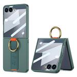 For Samsung Galaxy Z Flip7 5G GKK Integrated Ultrathin Shockproof Phone Case with Ring Wrist Strap(Green)