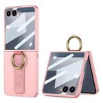 For Samsung Galaxy Z Flip7 5G GKK Integrated Ultrathin Shockproof Phone Case with Ring Wrist Strap(Pink)