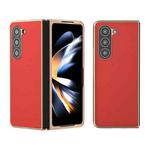 For Samsung Galaxy Z Fold5 Genuine Leather Luolai Series Nano Plating Phone Case(Red)