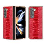 For Samsung Galaxy Z Fold5 Genuine Leather Weilai Series Nano Electroplating Phone Case(Red)